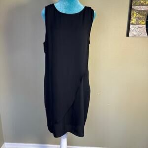 Kenneth Cole Women L Black Layered Shift dress Formal Cocktail